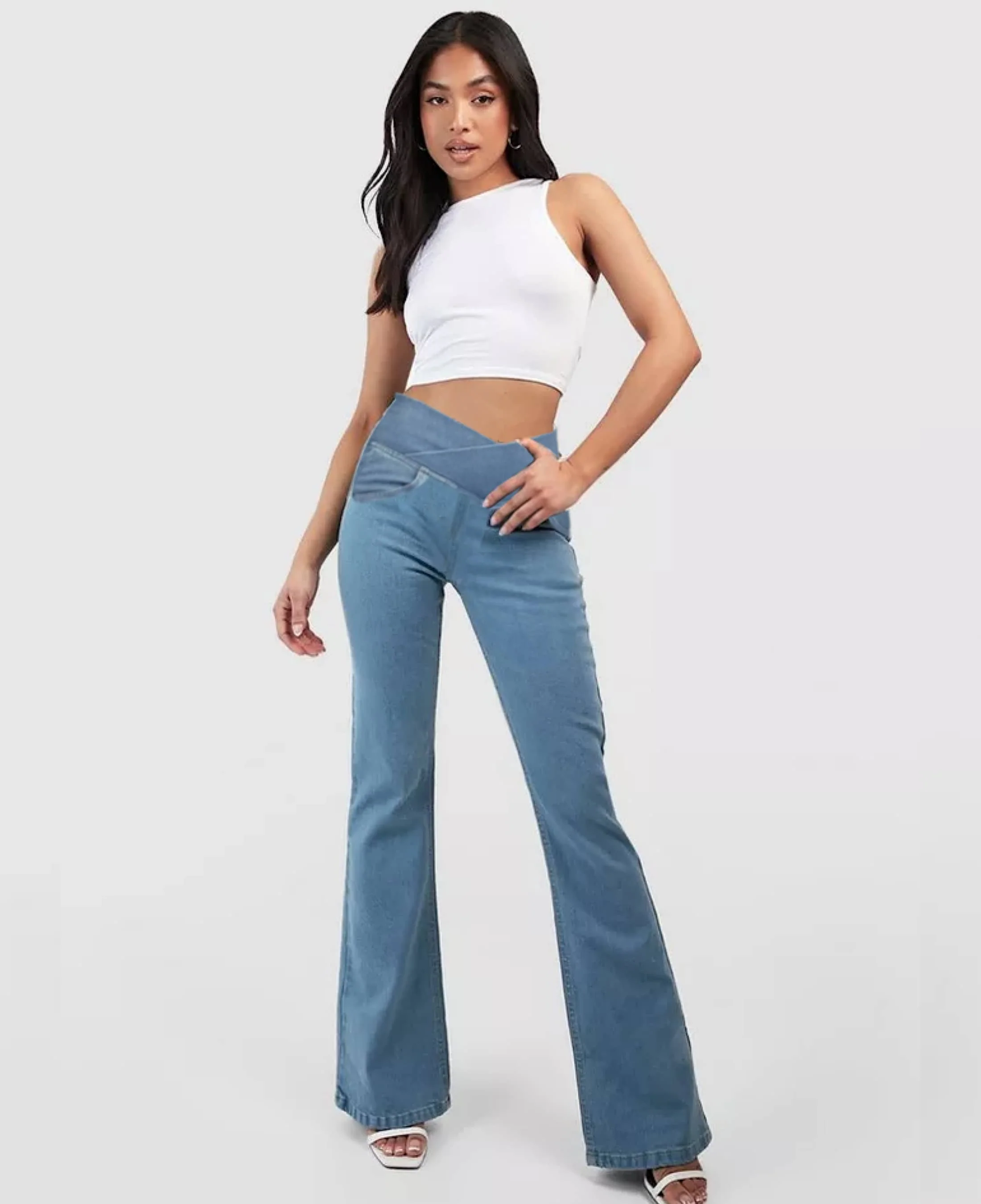 Calça Jeans de Cintura Alta Cruzada - Image 3