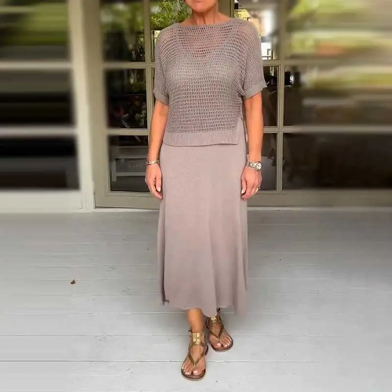 Conjunto Maresia - Com Top de Crochê Artesanal e Vestido Fluido - Image 2