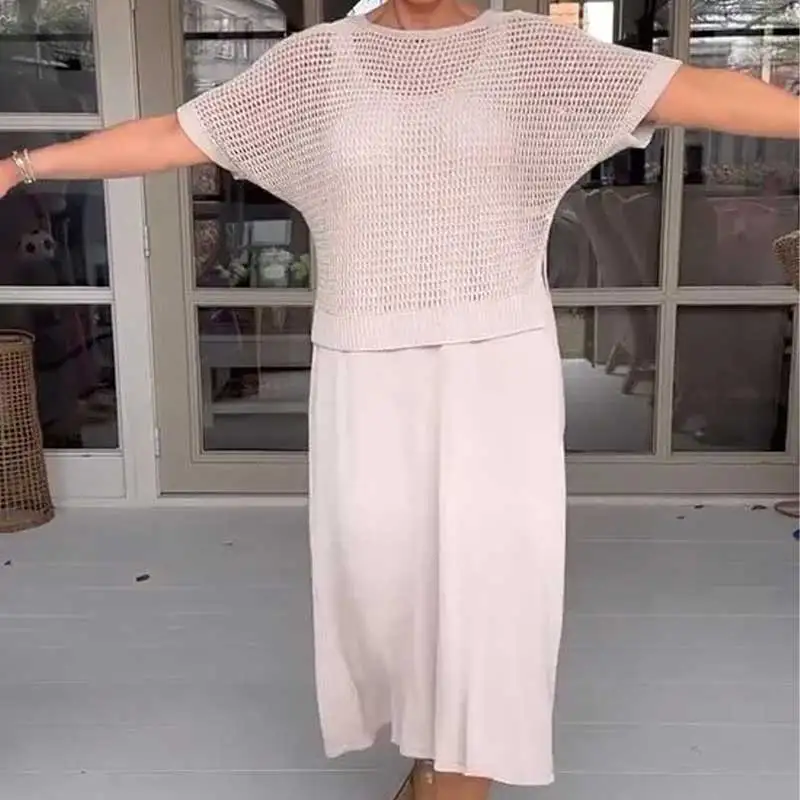Conjunto Maresia - Com Top de Crochê Artesanal e Vestido Fluido - Image 4