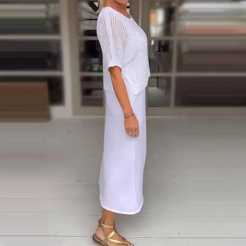 Conjunto Maresia - Com Top de Crochê Artesanal e Vestido Fluido - Image 5